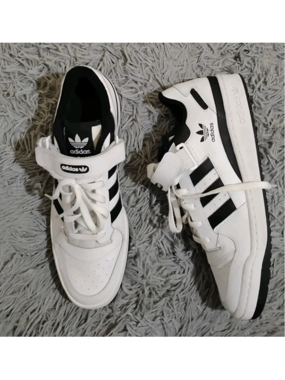 Adidas Forum Low Shoes Mens Size 13 White Black Strap Sneakers Originals FY7757